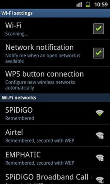 Phone example of available SSID's